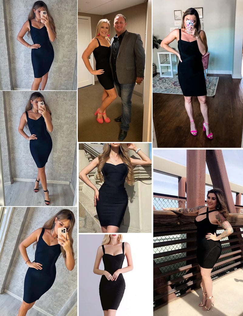Meilun Women's Celebrity Bandage Bodycon Dress Birthday Party Pencil Dress Night Out Dress(Black,M) - Image 3